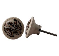 White Leaf Ceramic Knob