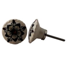 White Painted Star Floral Knob