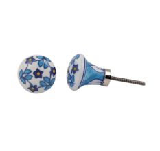 Blue Lily Ceramic Bulb Drawer Knob