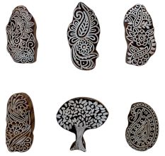 Set of 6 Piece New Mix Wooden Printing Block