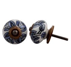 White Slate Blue Leafy Knob