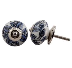 White Slate Blue Leafy Knob