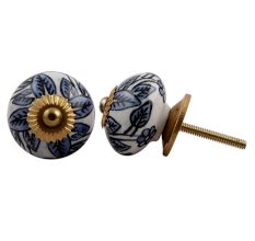 White Slate Blue Leafy Knob