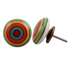 Multicolor Stripe Flat Ceramic Drawer Knob