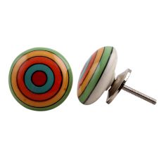 Multicolor Stripe Flat Ceramic Drawer Knob
