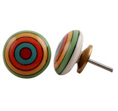 Multicolor Stripe Flat Ceramic Drawer Knob