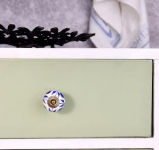 White Navy Blue Leaf Knob