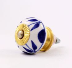 White Navy Blue Leaf Knob