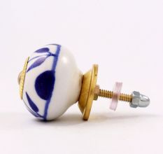 White Navy Blue Leaf Knob