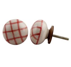 Red Line Floral Flat Drawer Knob