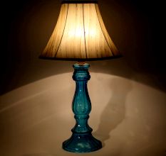 Long Aqua Blue Glass Table Lamp