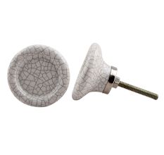 White Crackle Ceramic Cabinet Knob
