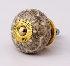 White Crackle Wheel Ceramic Cabinet Knob