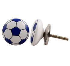 Navy Blue Football Ceramic Flat Knob
