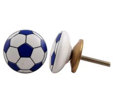Navy Blue Football Ceramic Flat Knob