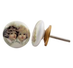 Baby Doll Flat Ceramic Drawer Knob