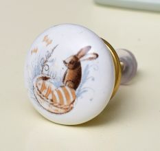 Squirrel Flat Ceramic Dresser Knob