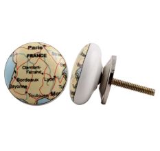 France Map Flat Ceramic Drawer Knob