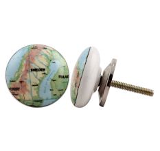 Sweden Map Flat Ceramic Dresser Knob