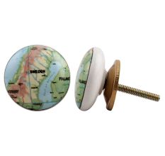 Sweden Map Flat Ceramic Dresser Knob