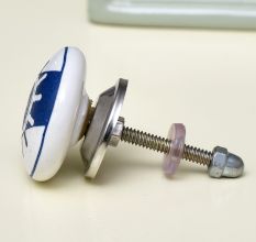 Ship Wheel Slate Blue Flat Ceramic Cabinet Knob