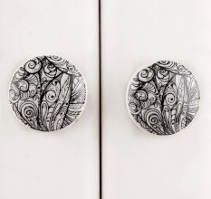 Black Leaf Ceramic Knob