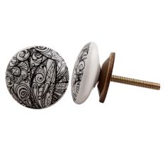 Black Leaf Ceramic Knob