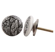 Black Leaf Ceramic Knob