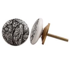 Black Leaf Ceramic Knob