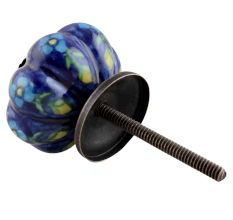 Dark Blue Floral Melon Knob