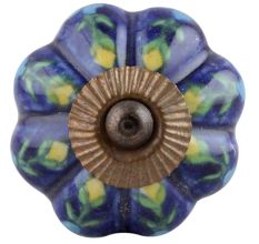 Dark Blue Floral Melon Knob