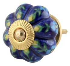 Dark Blue Floral Melon Knob