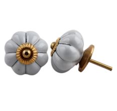 Light Grey Ceramic Melon Drawer Knob