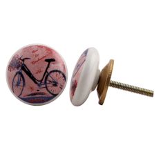 Multicolor Bicycle Flat Ceramic Drawer Knob