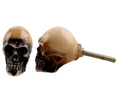 Brown Man Face Skull Resin Dresser Knob