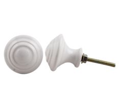 White Solid Ceramic Dresser Knob
