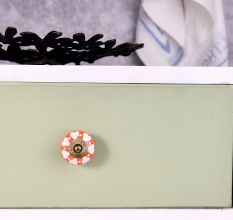 Orange White Heart Knob