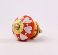 Orange White Heart Knob