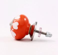 Orange White Heart Knob