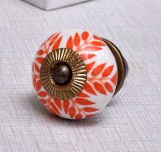 Orange Leaf Ceramic Knob
