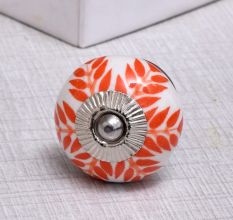 Orange Leaf Ceramic Knob