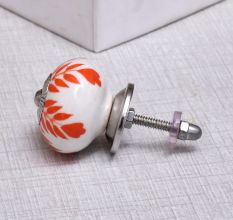 Orange Leaf Ceramic Knob