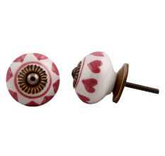 Pink Heart Ceramic Knob