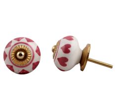 Pink Heart Ceramic Knob