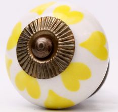 Yellow Heart  Ceramic Drawer Knob