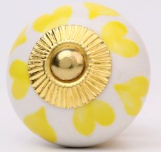 Yellow Heart  Ceramic Drawer Knob