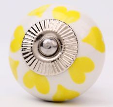 Yellow Heart  Ceramic Drawer Knob