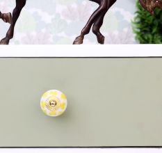 Yellow Heart  Ceramic Drawer Knob