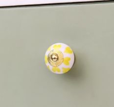 Yellow Heart  Ceramic Drawer Knob
