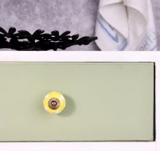 Yellow White Heart Ceramic Cabinet Knob
